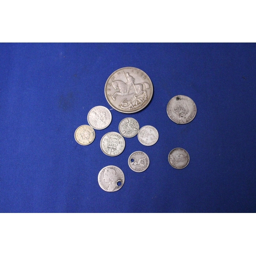 460 - A 1935 CROWN AND VARIOUS SHILLIONGS, SIXPENCES AND THREE PENCES, SOME VICTORIAN