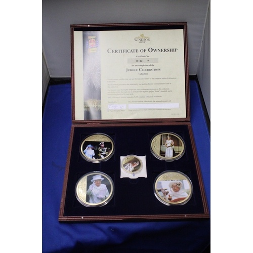 472 - A WINDSOR MINT COMPLETE SET OF THE JUBILEE CELEBRATIONS COLLECTION WITH CERTIFICATE OF OWNERSHIP PLA... 