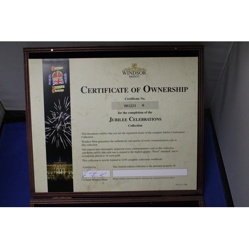 472 - A WINDSOR MINT COMPLETE SET OF THE JUBILEE CELEBRATIONS COLLECTION WITH CERTIFICATE OF OWNERSHIP PLA... 