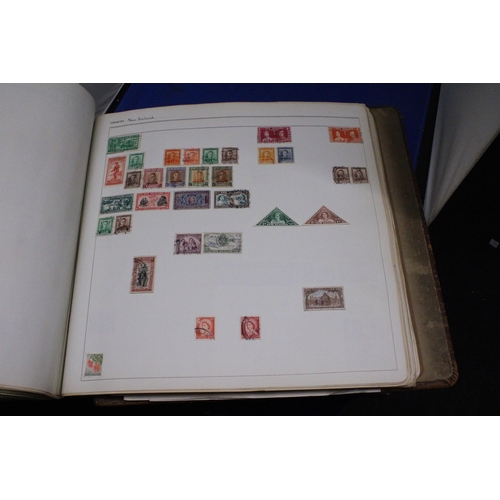 486 - A VERY LARGE ANTIQUE LEATHER BOUND STAMP LEDGER CONTAINING MINT AND USED STAMPS FROM 1840 ONWARDS (S... 