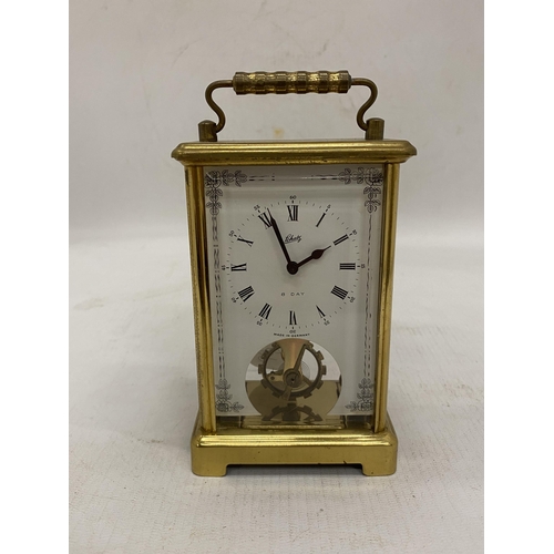 174 - A VINTAGE GERMAN SCHATZ & SOHNE BRASS 8 DAY CARRIAGE CLOCK IN WORKING ORDER NO WARRANTY GIVEN WITH W... 