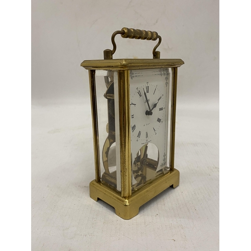 174 - A VINTAGE GERMAN SCHATZ & SOHNE BRASS 8 DAY CARRIAGE CLOCK IN WORKING ORDER NO WARRANTY GIVEN WITH W... 