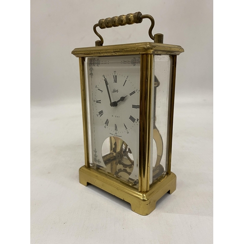 174 - A VINTAGE GERMAN SCHATZ & SOHNE BRASS 8 DAY CARRIAGE CLOCK IN WORKING ORDER NO WARRANTY GIVEN WITH W... 