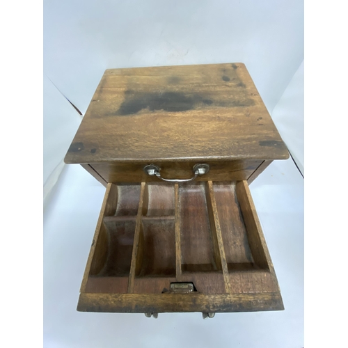 196 - A VINTAGE OAK TWO DRAWER CASH TILL