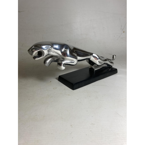 35 - A CHROME JAGUAR CAR MASCOT ON BASE