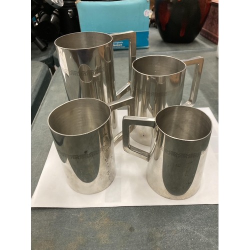 44 - FOUR GRADUATED PEWTER ROLLS ROYCE TANKARDS