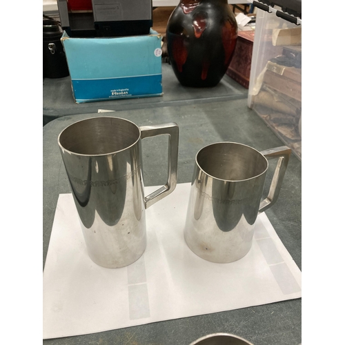 44 - FOUR GRADUATED PEWTER ROLLS ROYCE TANKARDS