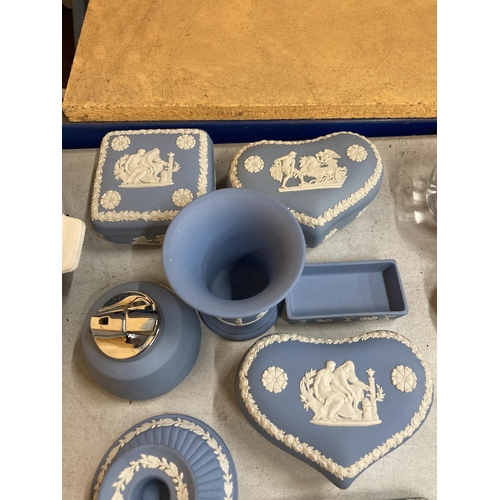 62 - A QUANTITY OF WEDGWOOD POWDER BLUE JASPERWARE