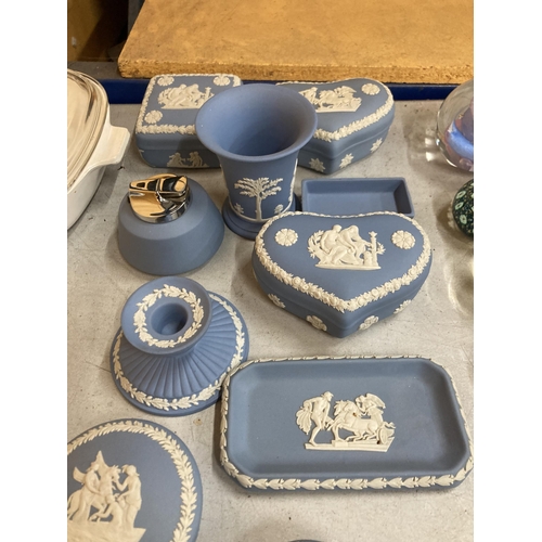 62 - A QUANTITY OF WEDGWOOD POWDER BLUE JASPERWARE