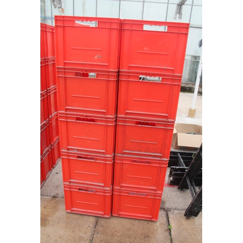 442 - 10 RED STACKABLE LIN BINS  + VAT