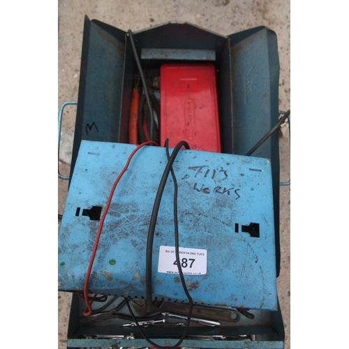 487 - BARN TYPE TOOL BOX AND BATTERY CHARGER  NO VAT