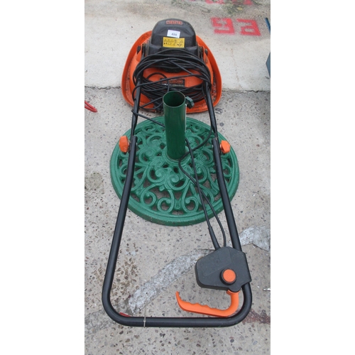 488 - FLYMO HOVER MOWER AND TREE STAND  NO VAT