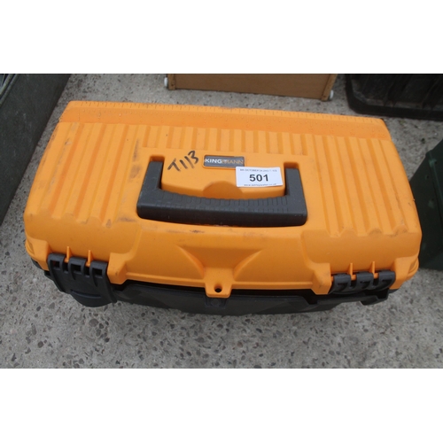 501 - YELLOW AND BLACK PLASTIC TOOL BOX  NO VAT