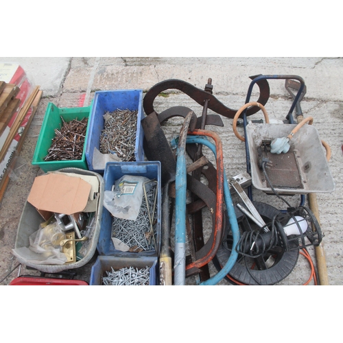 509 - VARIOUS TOLS, NAILS AND DOOR FURNITURE  + VAT