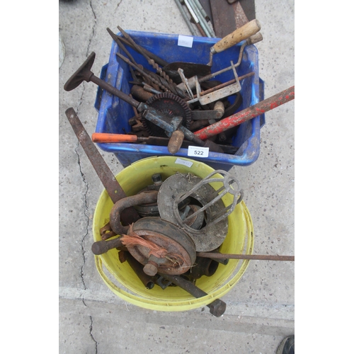 522 - 2 BUCKETS (BLUE AND YELLOW) OF ASSORTED TOOLS  + VAT