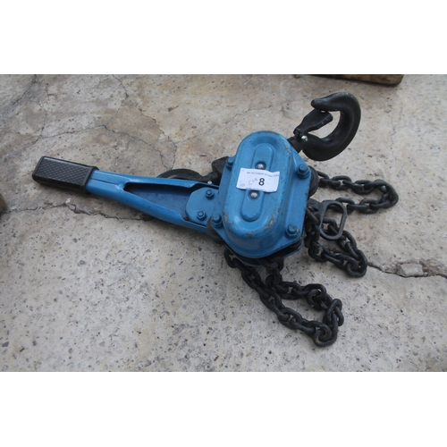 8 - TRACTEL 1.5 TONNE RATCHET WINCH IN WORKING ORDER  NO VAT