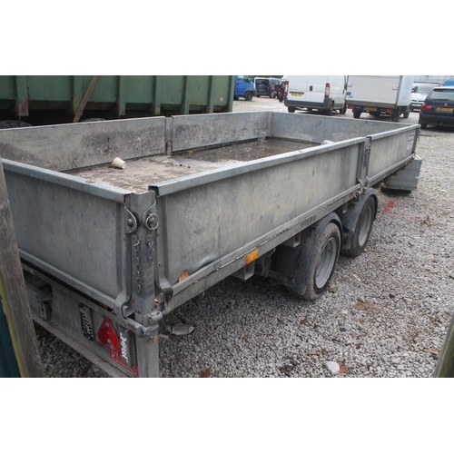 207 - 2022 IFOR WILLIAMS LM146 14' DROP SIDE TWIN AXLE PLANT TRAILER 3YO WITH SIDEBOARDS + VAT