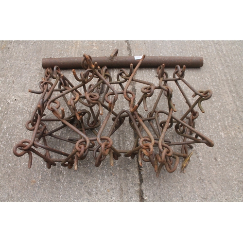 222 - SMALL SET OF CHAIN/ MENAGE LEVELING HARROWS WITH STRETCHER 3' WIDE  NO VAT