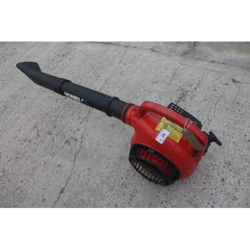 26 - HOMELITE PETROL LEAF BLOWER  + VAT