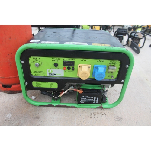 37 - GREEN GEAR LPG  PROPANE GENERATOR WITH BOTTLE KEY WITH ALAN YARD FOREMAN  + VAT