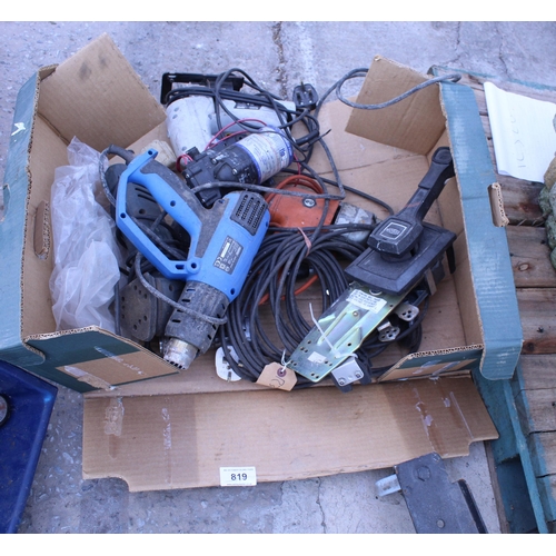 819 - BIN, ELECTRICAL TOOLS ETC.  NO VAT