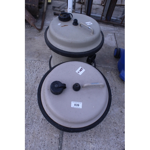 839 - 2 WATER BARRELS  NO VAT