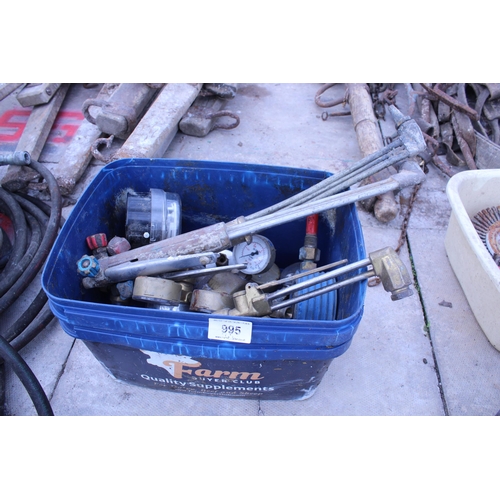 995 - BOX OF GAS TORCHES,REGULATORS ETC.  NO VAT