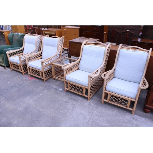 2952 - A BAMBOO AND WICKER FIVE PIECE CONSERVATORY SUITE