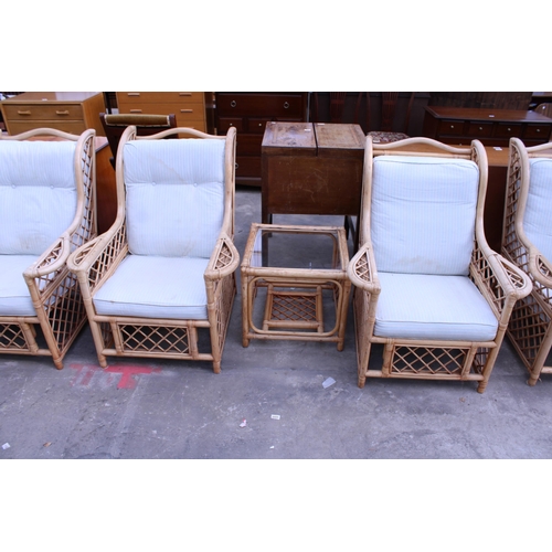 2952 - A BAMBOO AND WICKER FIVE PIECE CONSERVATORY SUITE