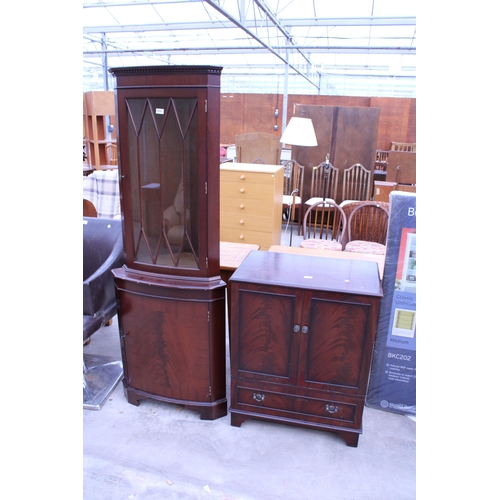 2956 - A MAHOGANY CORNER CUPBOARD AND A CABINET