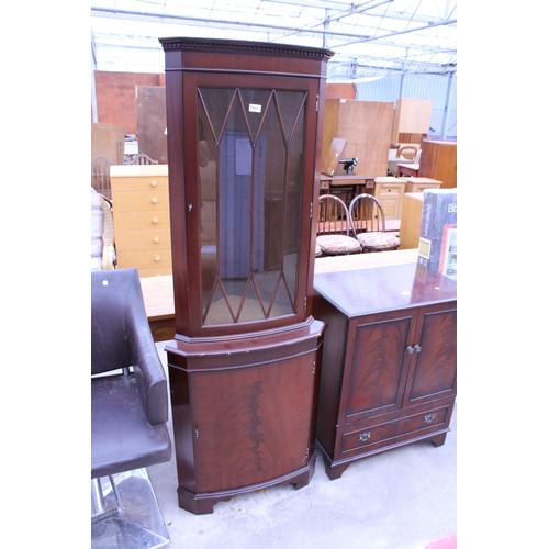 2956 - A MAHOGANY CORNER CUPBOARD AND A CABINET