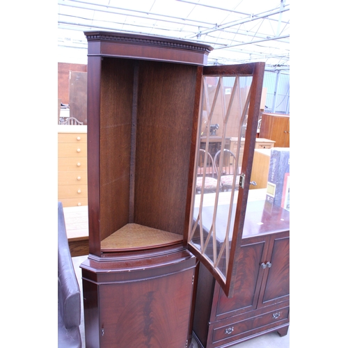 2956 - A MAHOGANY CORNER CUPBOARD AND A CABINET