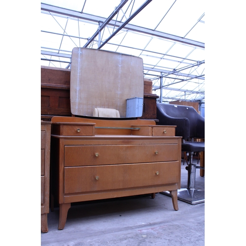 2958 - AN OAK LEBUS CHEST OF THREE DRAWERS AND MATCHING DRESSING TABLE