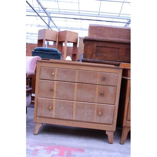 2958 - AN OAK LEBUS CHEST OF THREE DRAWERS AND MATCHING DRESSING TABLE