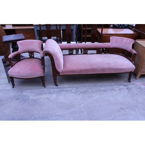 2959 - A LATE VICTORIAN MAHOGANY CHAISE LOUNGE AND MATCHING TUB CHAIR