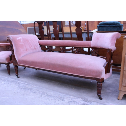 2959 - A LATE VICTORIAN MAHOGANY CHAISE LOUNGE AND MATCHING TUB CHAIR