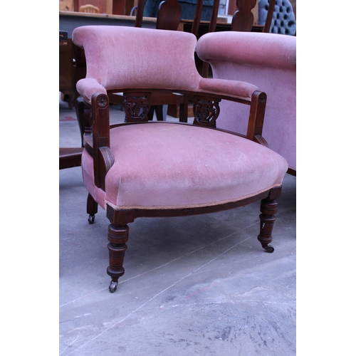 2959 - A LATE VICTORIAN MAHOGANY CHAISE LOUNGE AND MATCHING TUB CHAIR