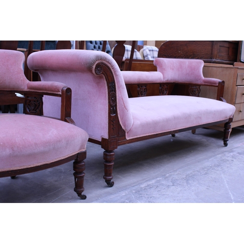 2959 - A LATE VICTORIAN MAHOGANY CHAISE LOUNGE AND MATCHING TUB CHAIR