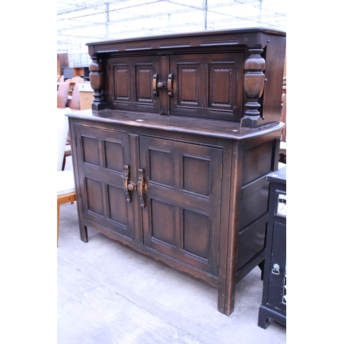 2961 - A COURT CUPBOARD WITH TWO DRAWERS AND TWO CUPBOARDS TO BASE, 46.5