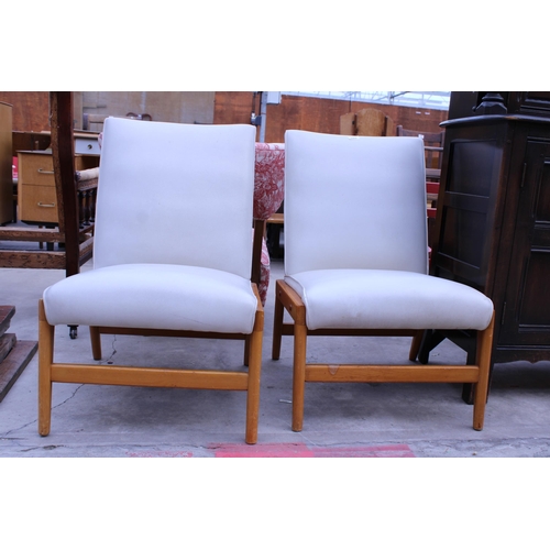 2962 - A PAIR OF RETRO ARMLESS BEDROOM CHAIRS