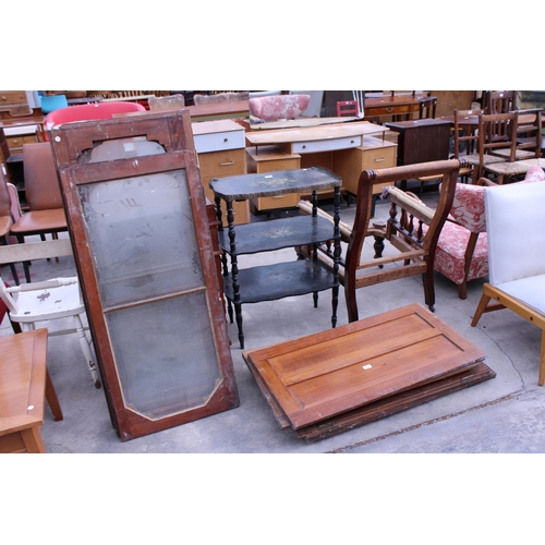 2963 - SIX PITCH PINE GLASS CUPBOARD DOORS AND SIX PANEL