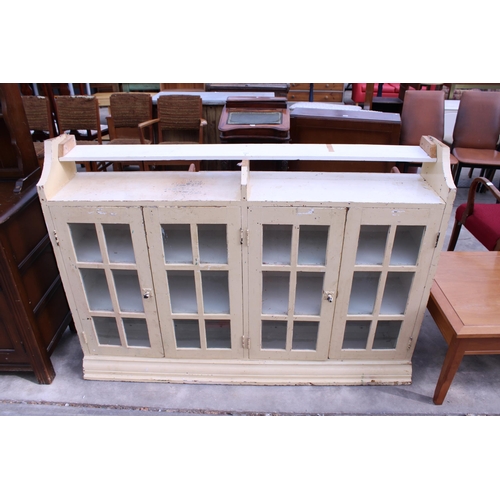 2965 - A VICTORIAN PAINTED PINE FOUR DOOR BOOKCASE TOP, 60