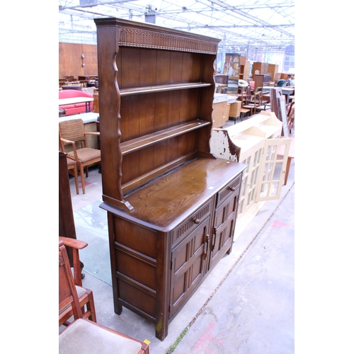 2966 - A REPRODUCTION ELM DRESSER WITH PLATE RACK, 48