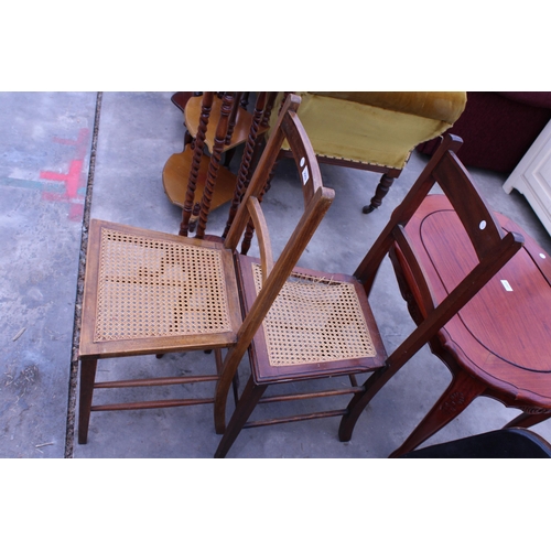 2969 - A VICTORIAN STYLE BARLEY-TWIST JARDINIER STAND AND A PAIR OF BEDROOM CHAIRS