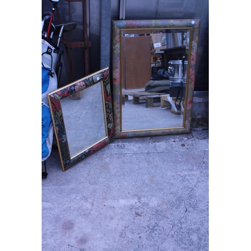 2975 - TWO WALL MIRRORS WITH FLORAL FRAMES, 30