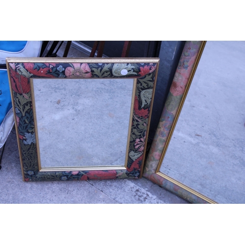 2975 - TWO WALL MIRRORS WITH FLORAL FRAMES, 30