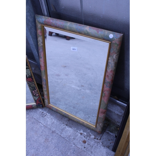 2975 - TWO WALL MIRRORS WITH FLORAL FRAMES, 30