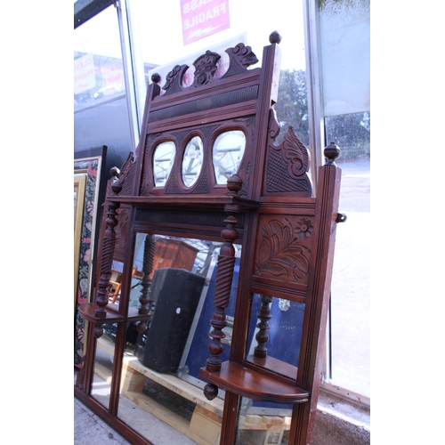 2977 - A LATE VICTORIAN MAHOGANY OVERMANTEL MIRROR