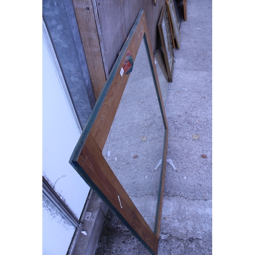 2983 - A PINE FRAMED WALL MIRROR, 44