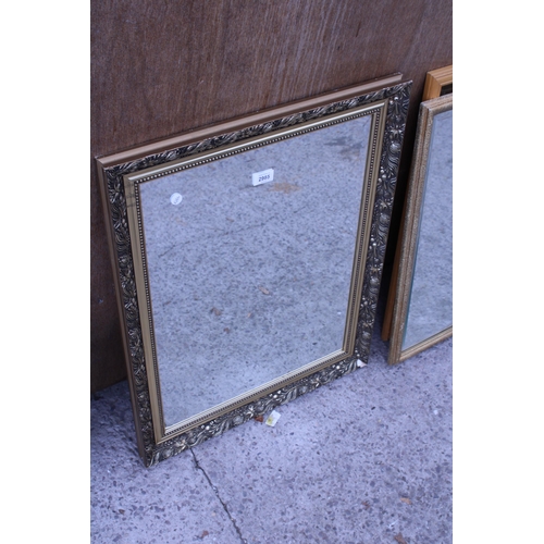 2985 - A GILT EFFECT BEVEL EDGE WALL MIRROR, 28